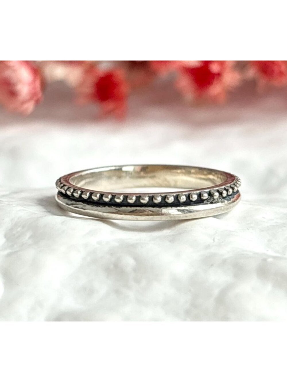 Indonesian Thai Inspired Beaded Sterling Silver 925 Vintage Ring - sz 6.25 - Picture 1 of 11